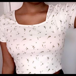 Floral square neck top